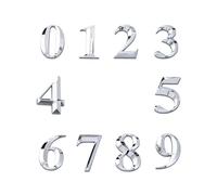 YATEICBC 10 pièces Numéro de porte auto-adhésif, plaque numérique galvanisée, numéro de porte 3D, numéro de boîte aux lettres, pour plaque de boîte postale, 0 à 9 (argent)