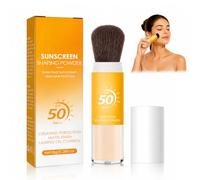 YATEICBC Poudre Réglage de Crème Solaire Minérale, SPF 50 P Poudre Solaire Transparente avec Brosse, Pour Visage et cuir Chevelu, Matifiante, Contrôle Brillance,Llégère et Respirante, Longue Tenue