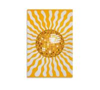 YATERQKWE Poster de boule disco jaune pour salon, chambre à coucher, décoration murale esthétique - 60 x 90 cm - style sans cadre