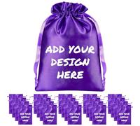 Yatihugy Lot de 50 sacs cadeaux personnalisés en satin avec logo pour anniversaire, mariage, réveillon de Noël, pochette à bijoux pour Noël, Nouvel An