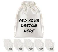 Yatihugy Lot de 50 sacs cadeaux personnalisés en satin avec logo pour anniversaire, mariage, réveillon de Noël, pochette à bijoux pour Noël, Nouvel An