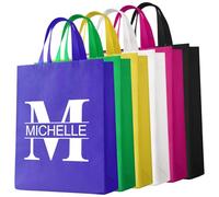 Yatihugy Sacs d'épicerie réutilisables personnalisés avec logo, sacs fourre-tout personnalisés pour événements d'affaires, voyage, usage quotidien, Initiales B, 100 pack