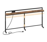 YATINEY 180 cm Console Étroite, Hauteur Réglable 70-90 cm, Table de Canapé, Multiprise Coulissante (2 AC, 1 USB-A, 1 Type-C), Câble 2 m, pour Entrée, Couloir, Salon, Chambre, Marron Rustique et Noir