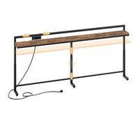 YATINEY 200 cm Console Étroite, Hauteur Réglable 70-90 cm, Table de Canapé, Multiprise Coulissante (2 AC, 1 USB-A, 1 Type-C), Câble 2 m, pour Entrée, Couloir, Salon, Chambre, Marron Rustique et Noir