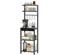 YATINEY Bakers KF01BB - Étagère à café à 5 niveaux avec support de tiroir à dosettes - Étagère de rangement polyvalente avec 4 crochets, pour salon, coin café, noir