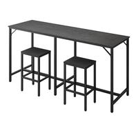 YATINEY Ensemble table de bar et chaises, table de salle à manger et chaises, table de comptoir 3 pièces et 2 tabourets, table Kithcen pour maison, restaurant, bar, noir BT09BB