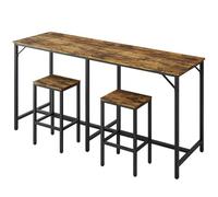 YATINEY Ensemble table de bar et chaises, table de salle à manger et chaises, table de comptoir 3 pièces et 2 tabourets, table Kithcen pour maison, restaurant, bar, marron rustique BT09BR