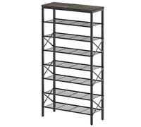 YATINEY Étagère à Chaussures à 8 Niveaux, Porte-Chaussures à Grande capacité, Range-Chaussures d’Entrée, Convient à 32 Paires, pour entrée, Couloir, dortoir, Industriel, Carbone et Noir XSS08BC