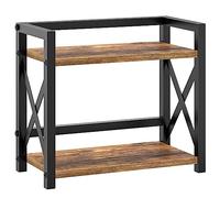 YATINEY Étagère à Épices à 2 Niveaux, Organisateur, Étagère de Rangement de Cuisine, Style Industriel, pour Salle de Bain, Coiffeuse, Cuisine, Bureau, Salon, Marron Rustique et Noir XSR28BR