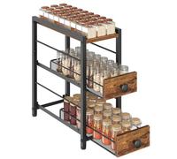 YATINEY Étagère à Épices à 3 Niveaux, Organisateur Étroit pour Plan de Travail de Cuisine avec 2 Tiroirs, Rangement Café avec Tiroirs Coulissants, pour Capsules de Café, XSR02BR