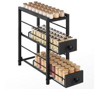 YATINEY Étagère à Épices à 3 Niveaux, Organisateur Étroit pour Plan de Travail de Cuisine avec 2 Tiroirs, Rangement Café avec Tiroirs Coulissants, pour Capsules de Café, XSR02BB