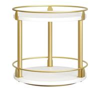 YATINEY Étagère à Épices, Organisateur Pivotant, Plateau Rond à 2 Niveaux, Plateau à Épices Rotatif, pour comptoir de Cuisine, Table à Manger, Coiffeuse, Bureau, Blanc et Doré XSR22DW