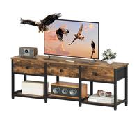 YATINEY Meuble TV avec 3 Tiroirs pour TV de 50 Pouces, Console Média Industrielle Longue de 120 cm, Centre de Divertissement Style Rétro, pour Salon, Chambre, Bureau, Marron Rustique et Noir XDS12BR