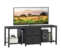YATINEY Meuble TV, Support pour Téléviseur Jusqu’à 55", Meuble multimédia avec Étagères de Rangement et 2 Tiroirs, pour Salon, Chambre, 120 x 30 x 50 cm, Noir XDS02BB