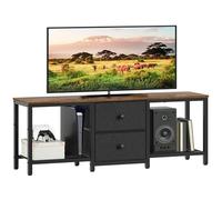YATINEY Meuble TV, Support pour Téléviseur Jusqu’à 55", Meuble multimédia avec Étagères de Rangement et 2 Tiroirs, pour Salon, Chambre, 120 x 30 x 50 cm, Marron Rustique et Noir XDS02BR