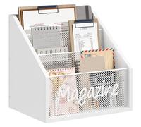 YATINEY MR02WW Porte-revues en bois à 3 étages pour magazines, livres, journaux, tablettes Blanc