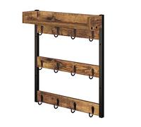 YATINEY Porte-Tasses à Café, Porte-Mug mural, Porte-Gobelets à 3 niveaux, Présentoir suspendu avec plateau de rangement, convient 12 tasses, pour cuisine, salon, café, Marron Rustique et Noir XMH42BR