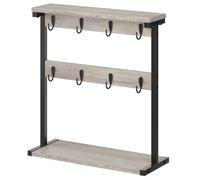 YATINEY Porte Tasses, Porte Mugs Suspendu, avec Large Base de Rangement, Porte Tasses Cafe, Support de Tasse bois, Peut Contenir 8 Tasses, pour cuisine, salon, Gris Patiné et Noir XMH43BG