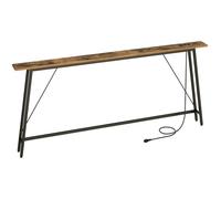 YATINEY Table Console avec Multiprise, Table d’Entrée Étroite, 1 Prise Électrique et 2 Ports USB, Bout de Canapé Fin, Présentoir, pour Entrée, Couloir, Marron Rustique et Noir, XCT205CBR
