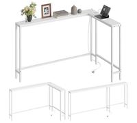 YATINEY Table Console, Bout de Canapé de 15 cm Long, Table d’Entrée avec 2 Prises et 2 Ports USB, pour Salon, Couloir, derrière Le canapé, 3 dispositions, Blanc XCT07CWW
