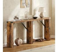 YATINEY Table Console Extra-Longue, Bout de Canapé, Style Industriel, avec Décorations Métalliques et Renforts Triangulaires, pour Petits Espaces, Entrée, Couloir, Salon, Marron Rustique XCT30BR