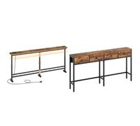YATINEY Table Console Longue de 180cm, avec Multiprise, Bout de Canapé Fin, Bout de Canapé de 160 cm, XCT08CBR-XCT40BR