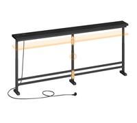 YATINEY Table Console Longue de 180cm, avec Multiprise, Bout de Canapé Fin, Table de Canapé Étroite et Longue, avec 1 Prise CA, 1 Port USB, 1 Port USB-C, pour Salon, Noir, XCT08CBB
