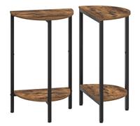 YATINEY Tables d’Appoint, Lot de 2, Tables Basses Semi-Lune, Bout de Canapé au Design étroit, Table de Chevet à 2 Niveaux, pour Salon, Chambre, Marron Rustique et Noir XET07L2BR