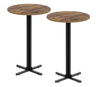 YATINEY Tables de Bar Rondes de Style Industriel Hauteur 90 cm, Lot de 2, Tables Hautes de Bistro, Polyvalent, avec Pieds Réglables, pour Restaurants, Cuisines Marron Rustique et Noir XBT10L2BR