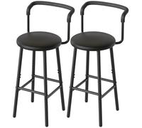 YATINEY Tabourets de Bar, Lot de 2, Chaises de Bar Haute de 32 cm, avec siège en PU rembourré et Repose-Pieds, Chaises de Cuisine industrielles, pour Cuisine, Bistro, café, Noir XBY03L2BB