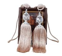 YATINGZHANG Embrasse pour Rideaux Embrasses à Rideaux en Corde, 2 pièces, embrasses Pampilles, Boule de Perles, décoration, Paire, Traitement fenêtre Maison(Apricot)