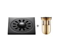 YATINGZHANG Siphon De Sol Drain Noir en Laiton for Salle de Bain, carré for Douche, piège à déchets, Grille avec Drains Cheveux 10x10cm(F2)