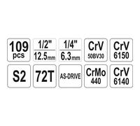 YATO Kit de clés à cliquet 109 pièces YT-38891
