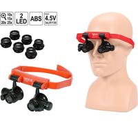 YATO Lunettes-loupes professionnelles à bandeau avec éclairage | Binoculaire | 10x/15x/20x/25x | YT-73840