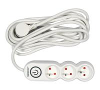 YATO Multiprise avec interrupteur, 3 prises, 5m, sécurité enfant, câble d'extension avec mise à la terre, contact de protection, câble robuste, sécurisé pour animaux et enfants, mobile