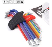 YATO Coloré Inbus Hexagonal Creux Angle Jeu de Clés Crv 9tlg Tête Sphérique