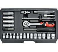 YATO Set De Douilles 1/4" 72 Dents Coffret Cliquet 25 Pièces YT-14461
