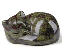 YATOJUZI Figurines de décoration en forme de chat de 5,1 cm - Pierres de sang de dragon - Décoration de chat endormi - Sculptée à la main - Jolies statues d'animaux en cristal - Décoration de chambre