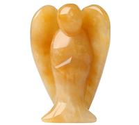 YATOJUZI Statue d'ange en jade jaune de 5,1 cm - Sculpture en pierre naturelle polie - Décoration pour la maison, le bureau, le bureau - Figurines mignonnes sculptées à la main - Cadeau pour femme et