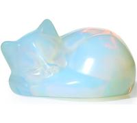 YATOJUZI Statue de chat de 5,1 cm - Pierres de lune en opalite - Pierre précieuse de chat endormi sculptée à la main - Figurines d'animaux mignonnes - Décoration de bureau - Cadeaux pour homme et