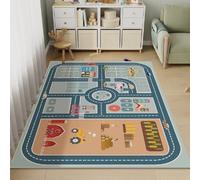 YATOLA Tapis Chambre Antidérapant Grand Salle a Manger Bureau Descente de Lit Interieur Circuit Voiture Bleutapis Tapis de Jeu Enfant Pliable Tapis De Jeux Jouet Playmat Route (Bleu, 50x80cm)