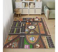 YATOLA Tapis Chambre Antidérapant Grand Salle a Manger Bureau Descente de Lit Interieur Circuit Voiture Bleutapis Tapis de Jeu Enfant Pliable Tapis De Jeux Jouet Playmat Route (Brun, 40x60cm)