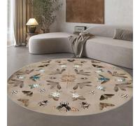 YATOLA Tapis Enfant Chambre Rond Moderne, Tapis de Jeu Chambres Fille Garçon Carte du Monde avec Bohême Fleur Orientale Lavables Rond Duveteux Grands Coussinets Protecteurs Tapis (Marron, 100x100cm)