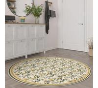 YATOLA Tapis Enfant Chambre Rond Moderne, Tapis de Jeu Chambres Fille Garçon Carte du Monde avec Bohême Fleur Orientale Lavables Rond Duveteux Grands Coussinets Protecteurs Tapis (Jaune, 60x60cm)