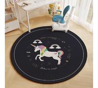YATOLA Tapis pour Enfant Salon Doux Douillet Fille Chambre à Coucher Moelleux Moderne Grand de Antidérapant Décoration Carpette Décoratif de Style Animal Tiger Unicorn Dinosaure (Noir, 120x120cm)