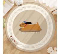 YATOLA Tapis pour Salon Chambre Moelleux Confortable Antidérapant Intérieur Fille Enfant éducatif Coucher Salle Jeux Décoration Coussinet Protecteur Tapis Animal Chien Géométrie (Marron 2, 100x100cm)