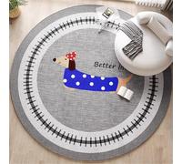 YATOLA Tapis pour Salon Chambre Moelleux Doux Antidérapant Intérieur Fille Enfant éducatif Coucher Salle Jeux Décoration Grand Coussinets Protecteurs Tapis Animal Saucisse Chien (Gris, 100x100cm)