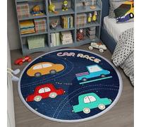 YATOLA Tapis pour Salon Chambre Moelleux Doux Confortable Antidérapant Intérieur Fille Enfant éducatif Coucher Salle Jeux Décoration Coussinet Protecteur Tapis étoile Cerf Voiture (Bleu 1, 100x100cm)