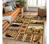 YATOLA Tapis Tribal Bohème Tapis d'intérieur Antidérapant Lavable à Poils Courts pour Chambre Coucher Table Manger de Salon Vintage Doux Salle Manger et Bureau Doux Léger (Brun 3, 40x60cm)