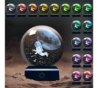 YATOSEEN Astronaute 3D et Boule de Cristal de Lune avec Veilleuse Multicolore, Cristal K9 Mini Astronaute Volant sur la Lune Modèle, Cadeau pour Enfants Amis Couple Anniversaire Festival